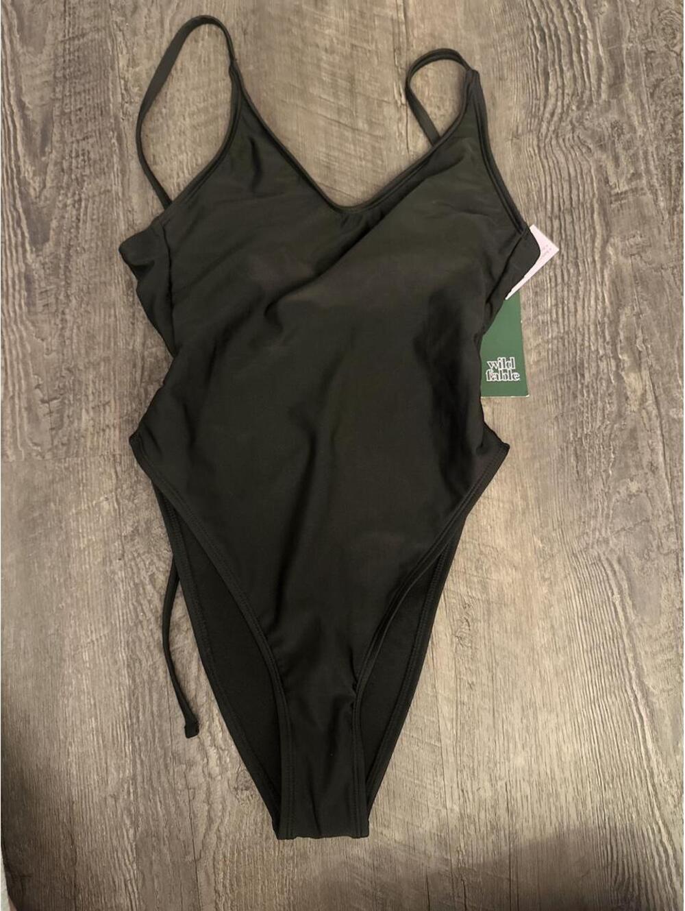 Wild Fable Women's Black and Green Swimsuit-one-piece
